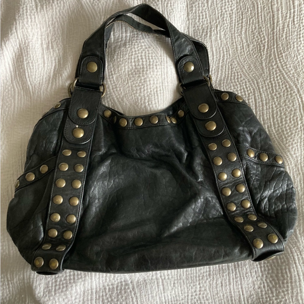 Kooba Studded Leather Handbag in Black